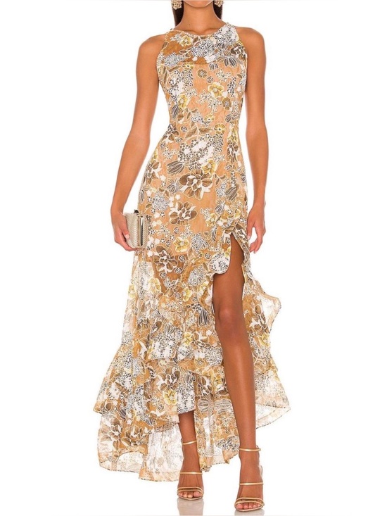 Bronx and Banco Dresses & Skirts - Bronx & Banco Floral Lace Asymmetrical Ruffle Maxi Dress XS